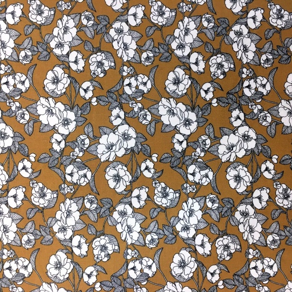 Floral Poplin Design 17 OCHRE